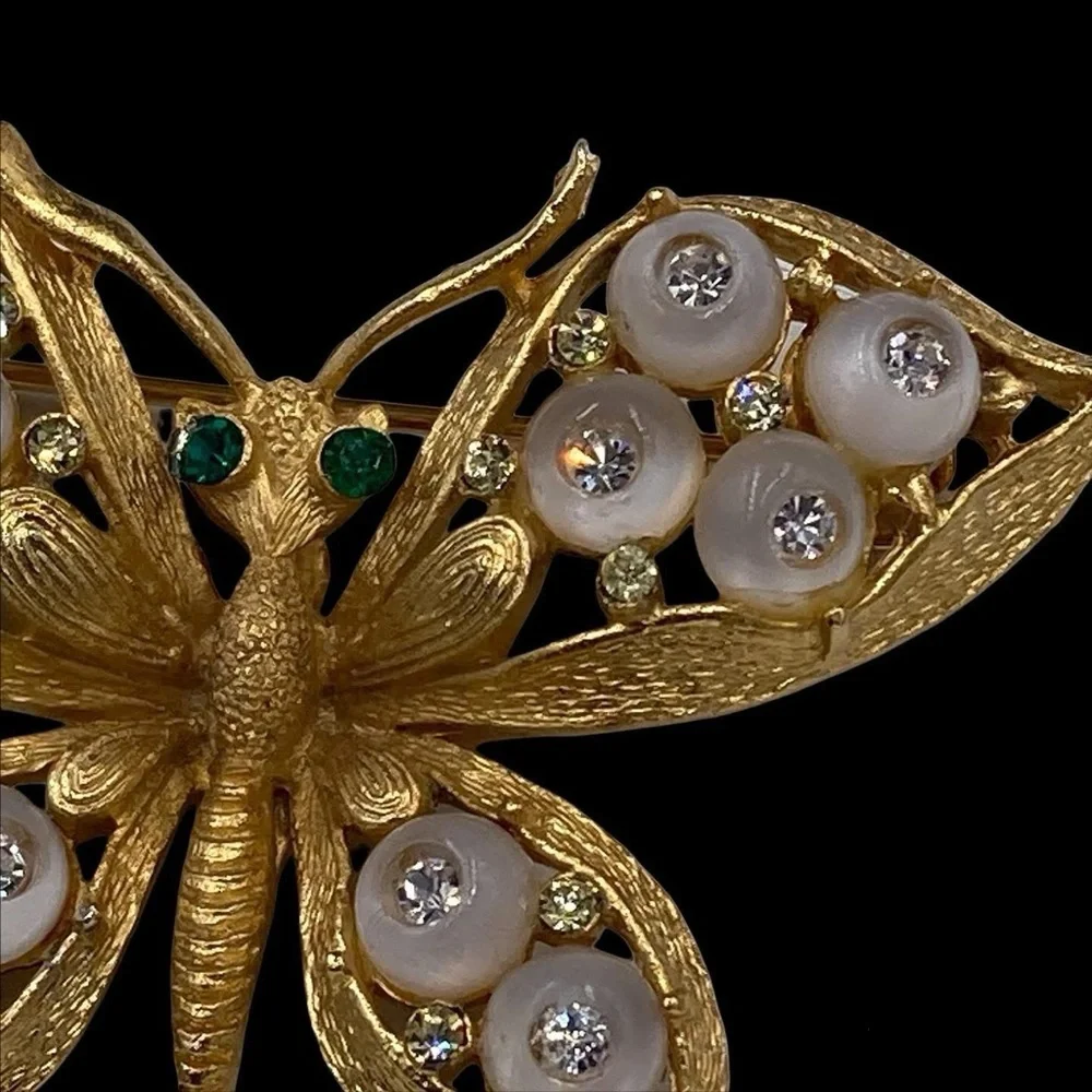 Vintage CoroCraft Shoe Button Butterfly Brooch
